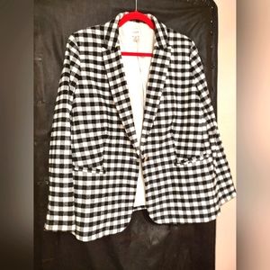 JCrew black&white plaid blazer